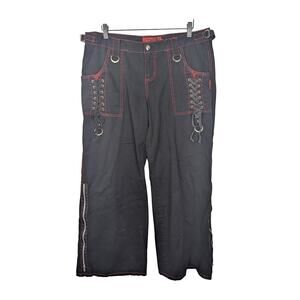 Tripp NYC Goth Black Lace Up Zipper Wide Leg Pant
